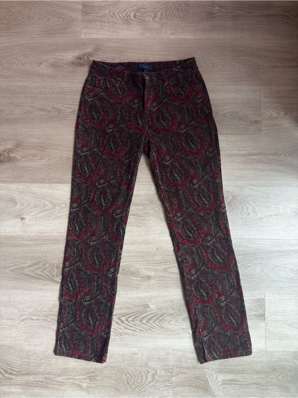 Talbots Boho Fall Paisley Corduroy Pants Red Brown Size 4